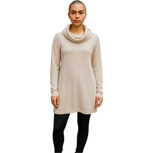 Barefoot Dreams Sweater‎ Womens Size S Cream Coastal Cowl Neck Cozy Chic Tunic